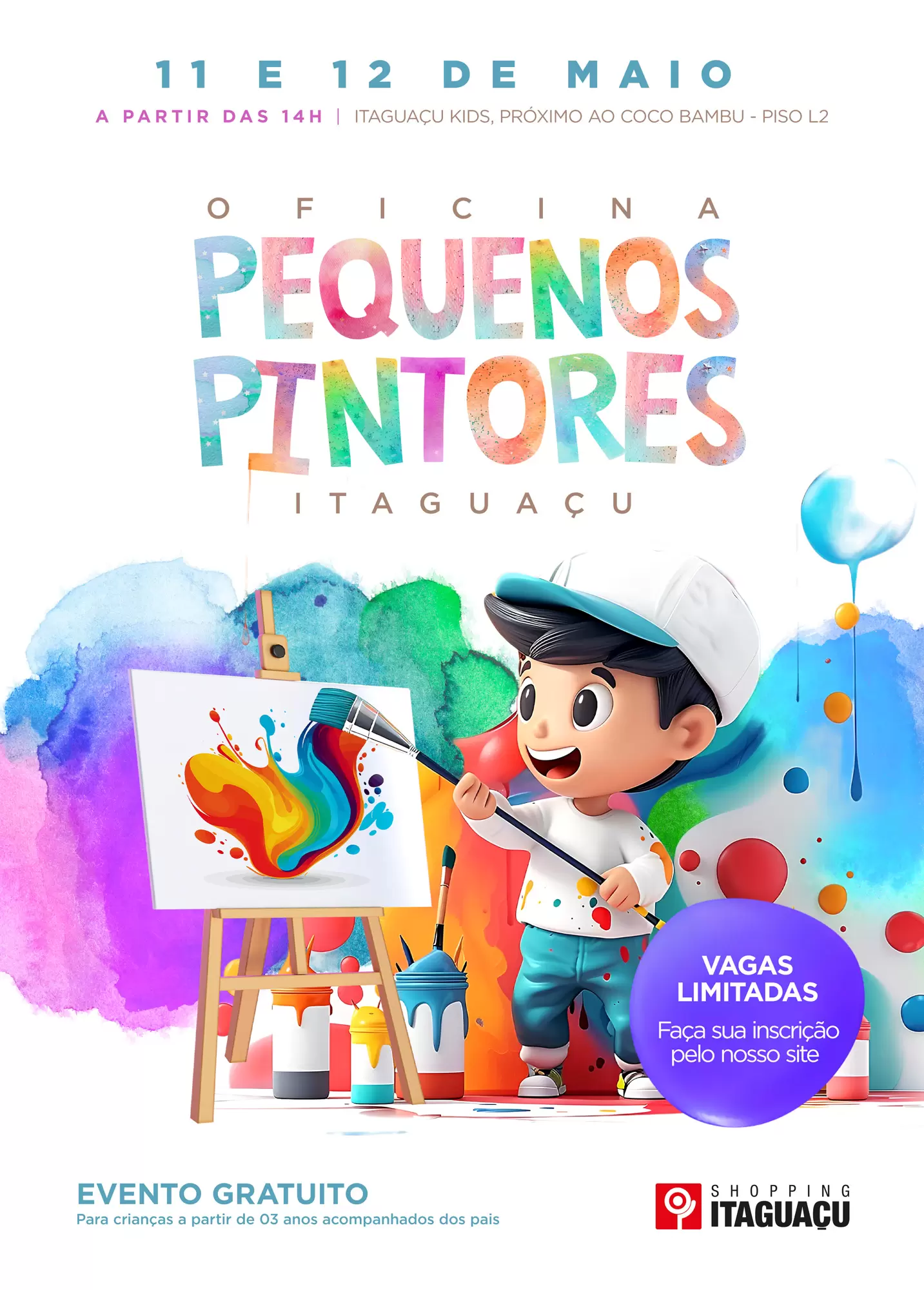 Shopping Itaguaçu promove Oficinas de Pintura gratuitas para crianças