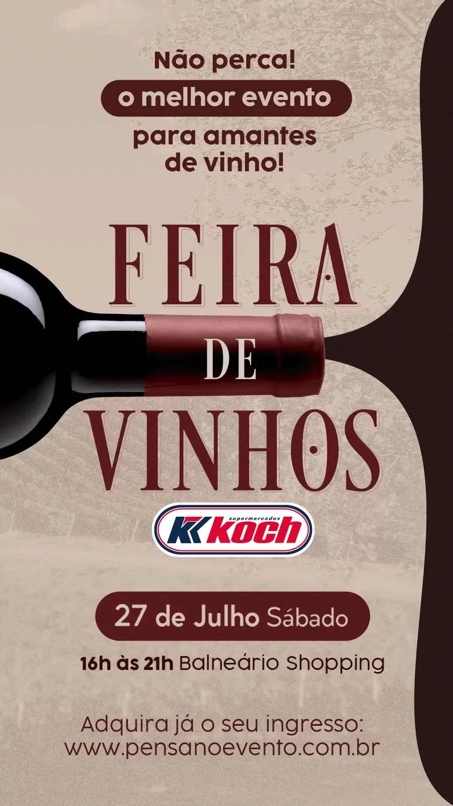 2ª Feira de Vinhos SuperKoch’ será realizada no próximo dia 27, no Balneário Shopping