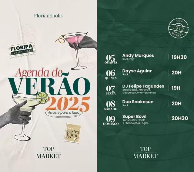 Top Market transmite Super Bowl e prepara agenda musical diversificada nesta semana