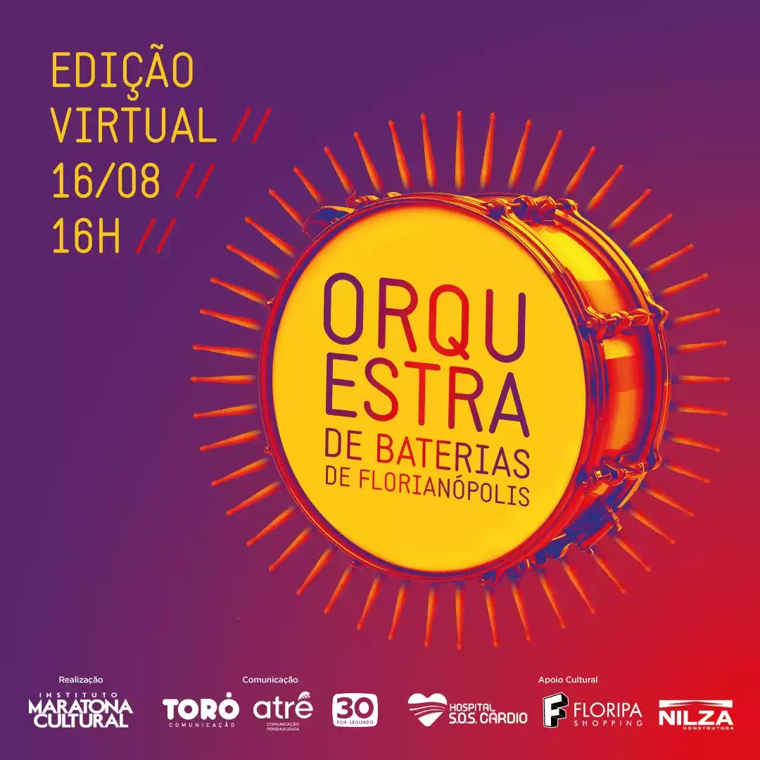 Orquestra de Baterias de Florianópolis terá ação online no domingo, 16 de agosto.