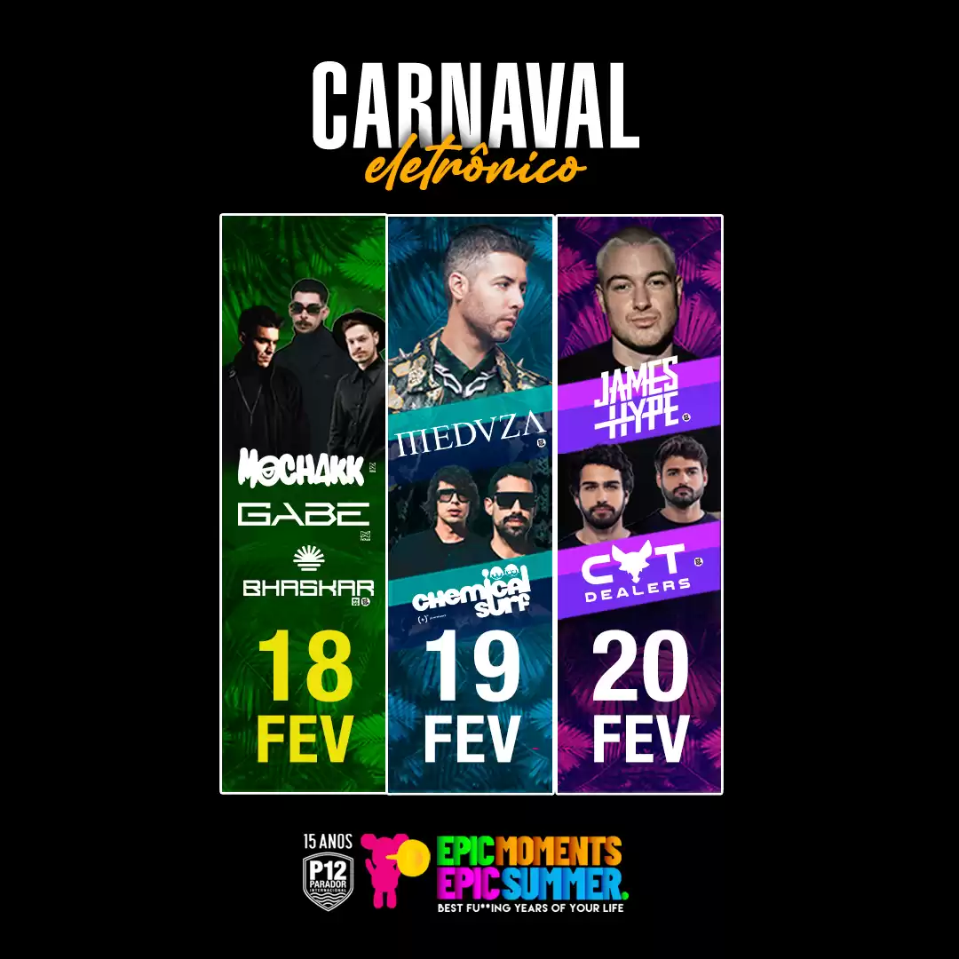 P12 apresenta Carnaval Eletrônico com atrações nacionais e internacionais, de 18 a 20 de fevereiro